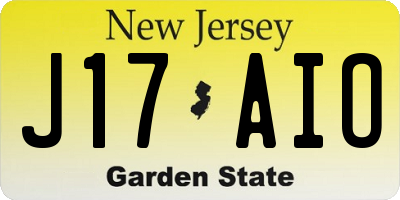 NJ license plate J17AIO