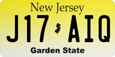 NJ license plate J17AIQ
