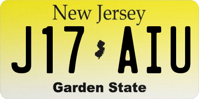 NJ license plate J17AIU