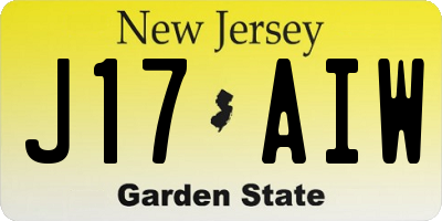 NJ license plate J17AIW