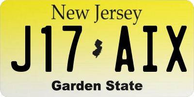 NJ license plate J17AIX