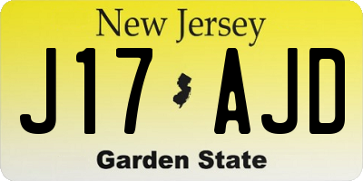 NJ license plate J17AJD