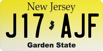 NJ license plate J17AJF