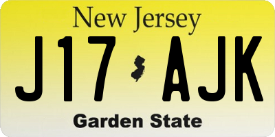 NJ license plate J17AJK