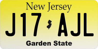 NJ license plate J17AJL