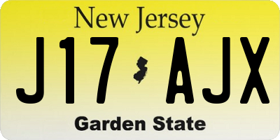 NJ license plate J17AJX