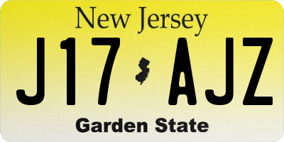 NJ license plate J17AJZ