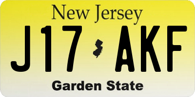 NJ license plate J17AKF