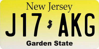 NJ license plate J17AKG