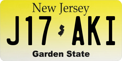 NJ license plate J17AKI