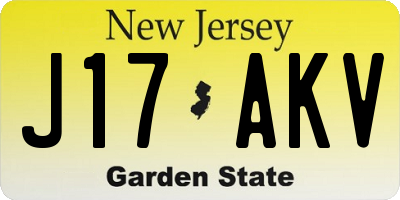 NJ license plate J17AKV