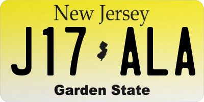 NJ license plate J17ALA
