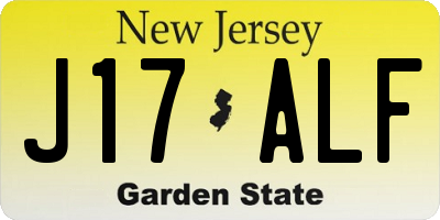 NJ license plate J17ALF