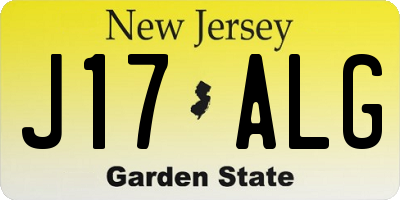 NJ license plate J17ALG