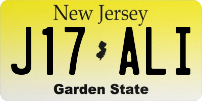 NJ license plate J17ALI