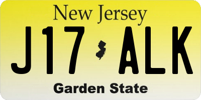 NJ license plate J17ALK