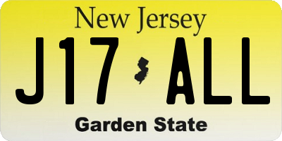 NJ license plate J17ALL