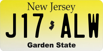 NJ license plate J17ALW