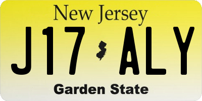 NJ license plate J17ALY