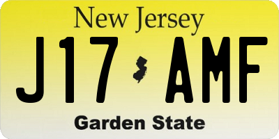 NJ license plate J17AMF