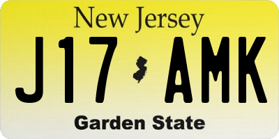 NJ license plate J17AMK