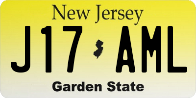 NJ license plate J17AML