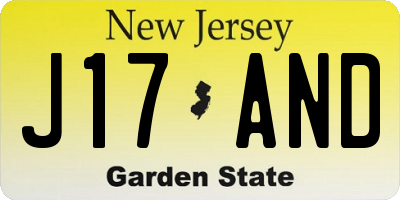 NJ license plate J17AND