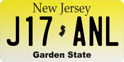 NJ license plate J17ANL