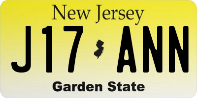 NJ license plate J17ANN