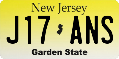 NJ license plate J17ANS