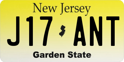 NJ license plate J17ANT