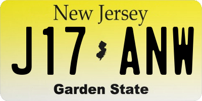 NJ license plate J17ANW