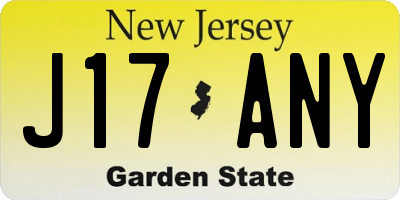NJ license plate J17ANY