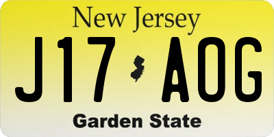 NJ license plate J17AOG
