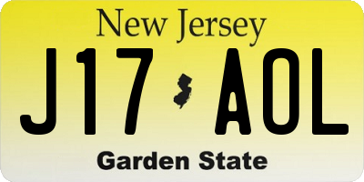 NJ license plate J17AOL