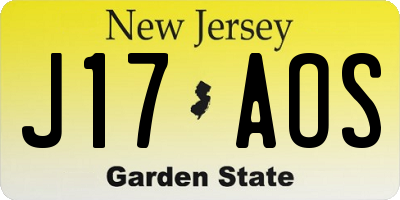 NJ license plate J17AOS
