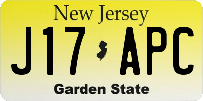 NJ license plate J17APC