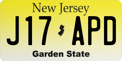 NJ license plate J17APD