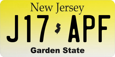 NJ license plate J17APF