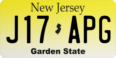 NJ license plate J17APG
