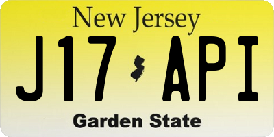 NJ license plate J17API
