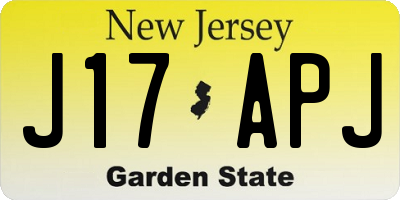 NJ license plate J17APJ