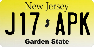 NJ license plate J17APK