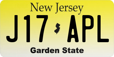 NJ license plate J17APL