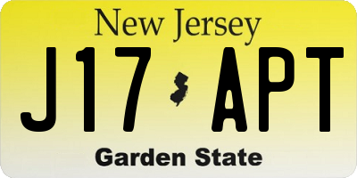 NJ license plate J17APT