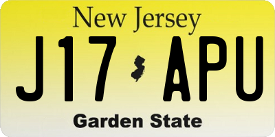 NJ license plate J17APU