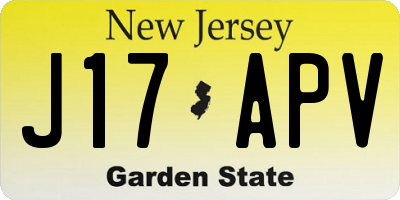 NJ license plate J17APV