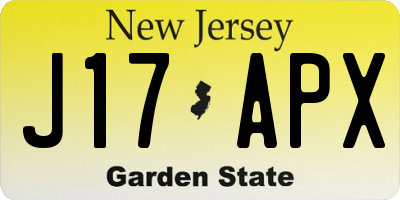 NJ license plate J17APX