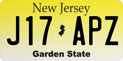 NJ license plate J17APZ