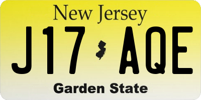 NJ license plate J17AQE
